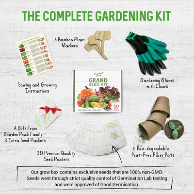 Grand Seed Growing Kit - 30 Vegetable Seeds Varieties